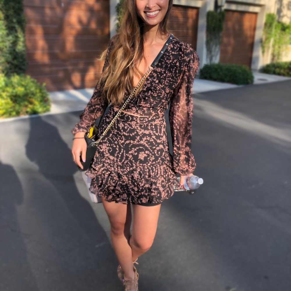 Bardot ruffle mini skirt and top set